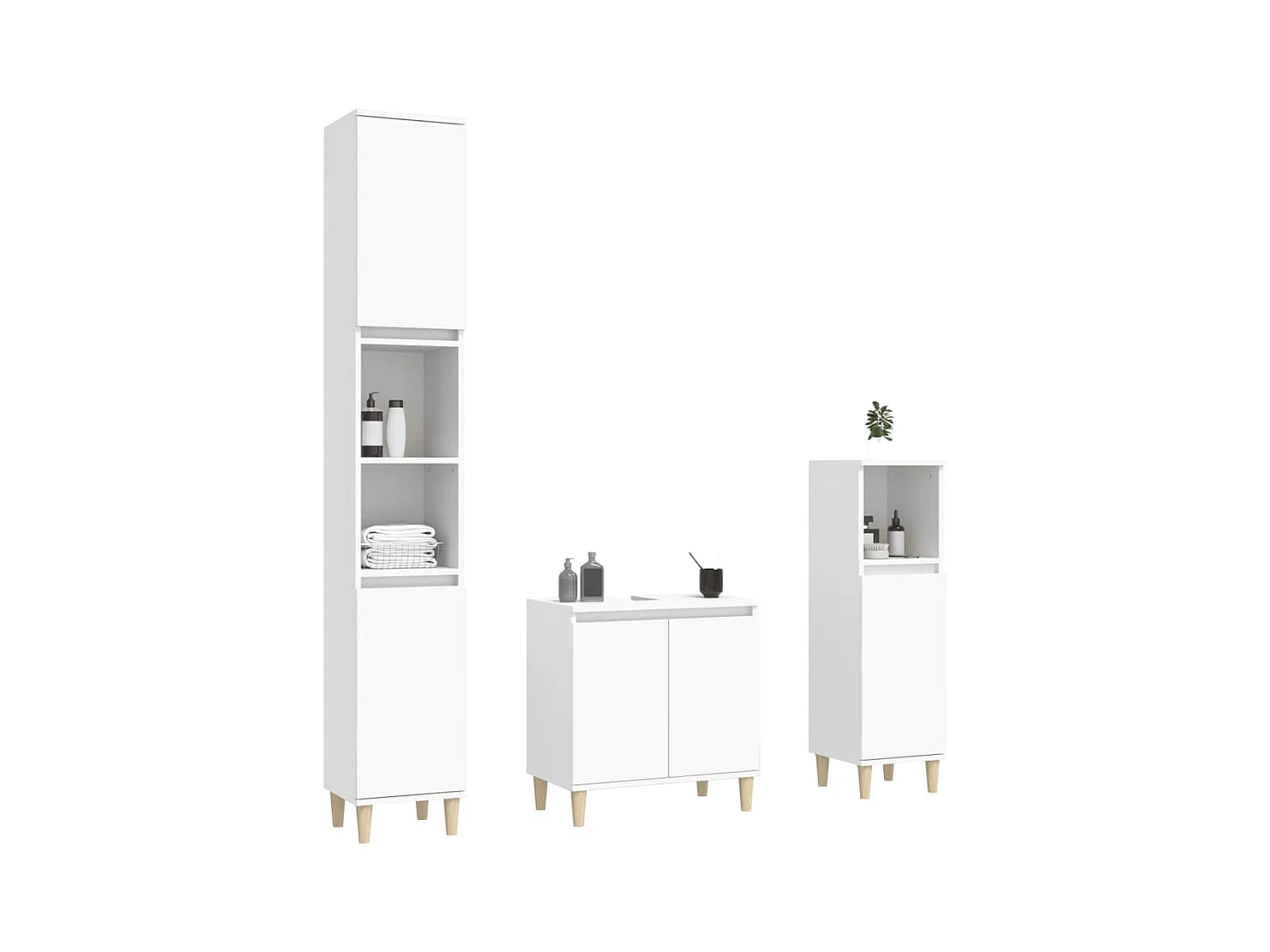 Ensemble de meubles salle de bain 3 pcs blanc bois d'ingénierie
