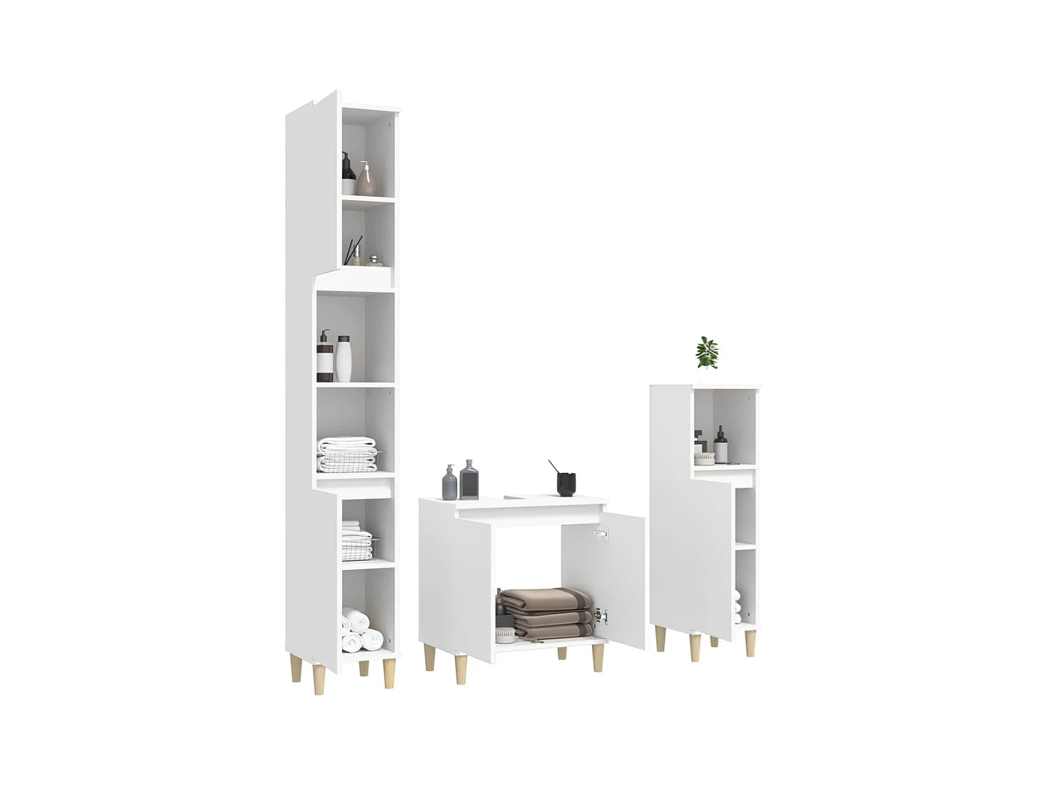 Ensemble de meubles salle de bain 3 pcs blanc bois d'ingénierie