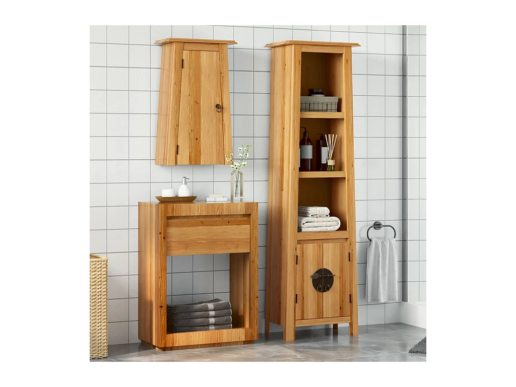 Ensemble de meubles de salle de bain 2 pcs bois de pin massif