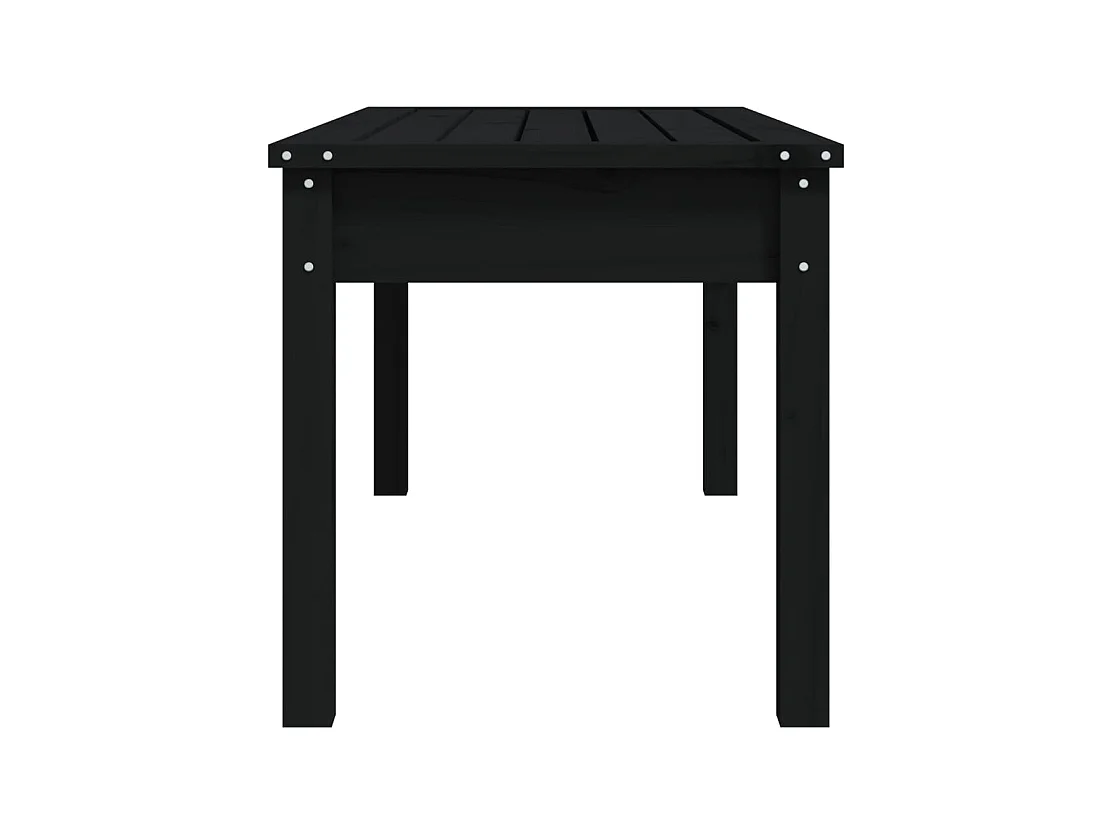 Banco de jardín negro 109x44x45 cm madera maciza de pino