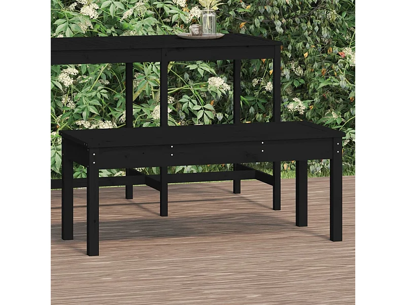 Panca da giardino nera 109x44x45 cm in legno massello di pino