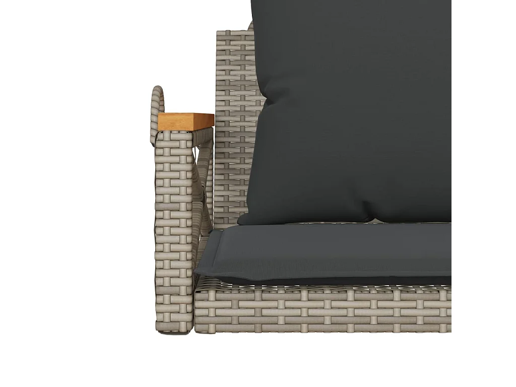 Asiento de columpio con cojines grises 63x62x40 cm resina tejida