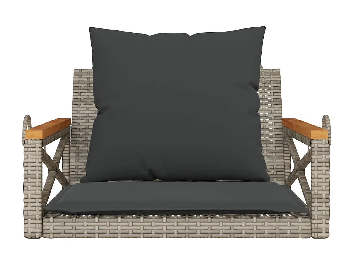 Altalena con cuscini grigi 63x62x40 cm in resina intrecciata