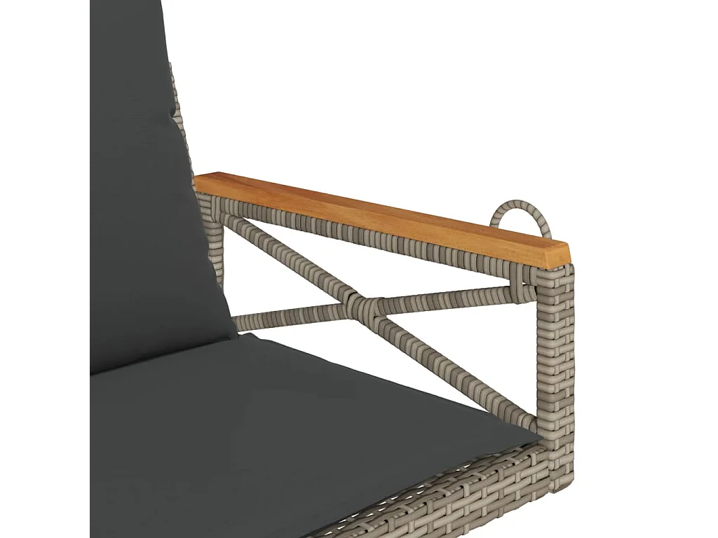 Altalena con cuscini grigi 63x62x40 cm in resina intrecciata
