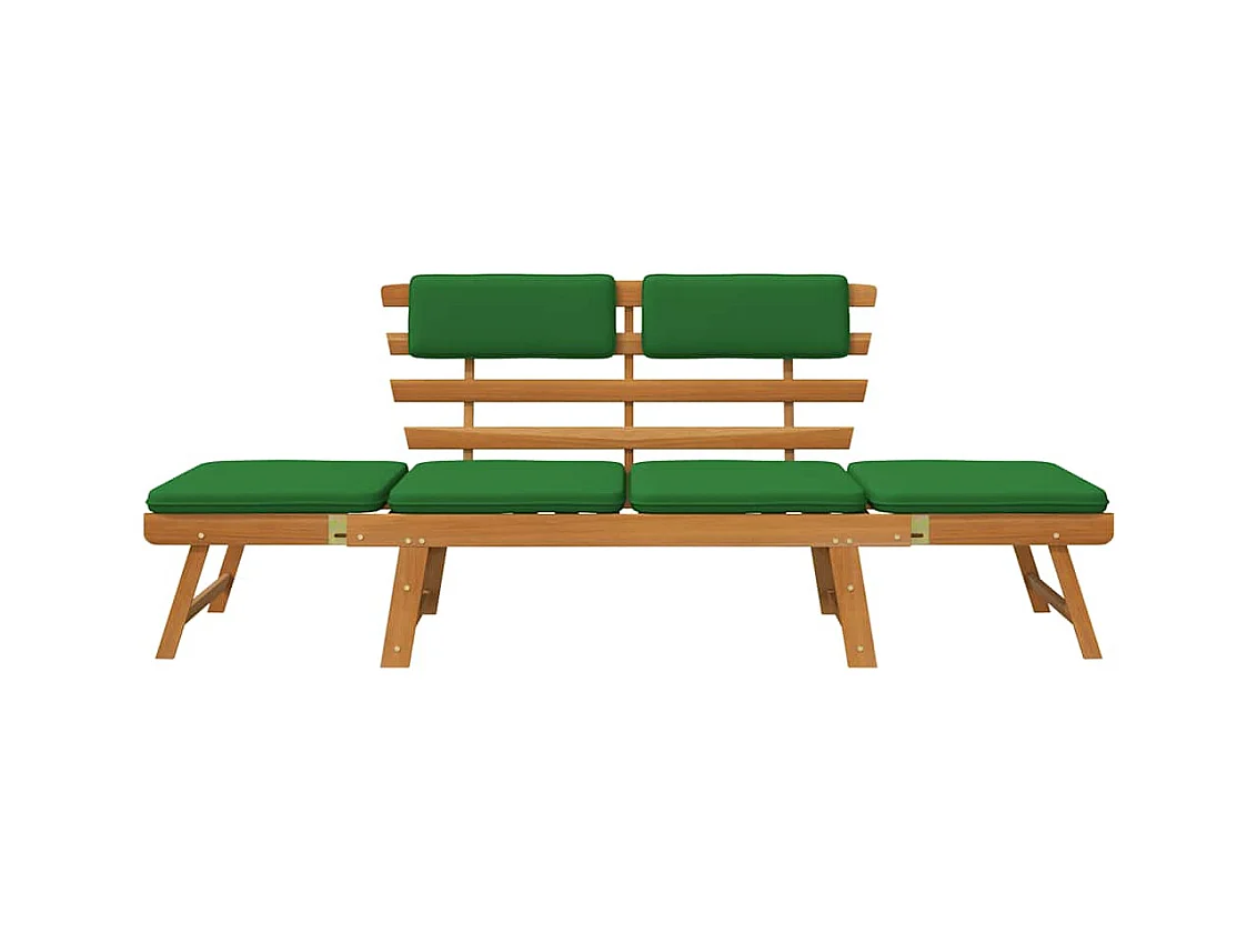 Banco de jardín 2 en 1 con cojines de 190 cm de madera maciza de acacia