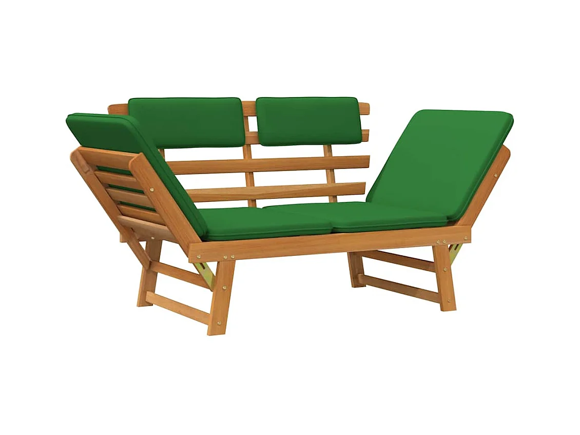 Banco de jardín 2 en 1 con cojines de 190 cm de madera maciza de acacia