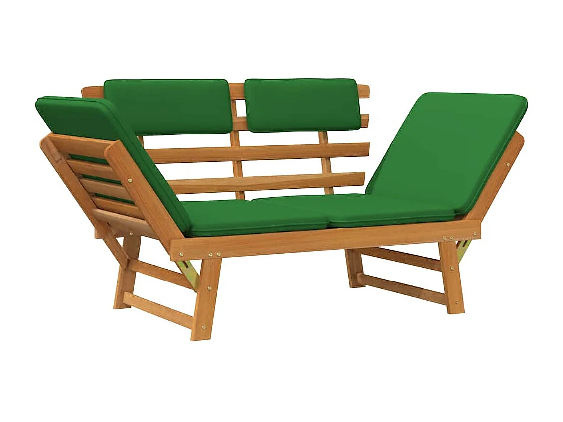 Panca da giardino 2 in 1 con cuscini 190 cm in legno massello di acacia