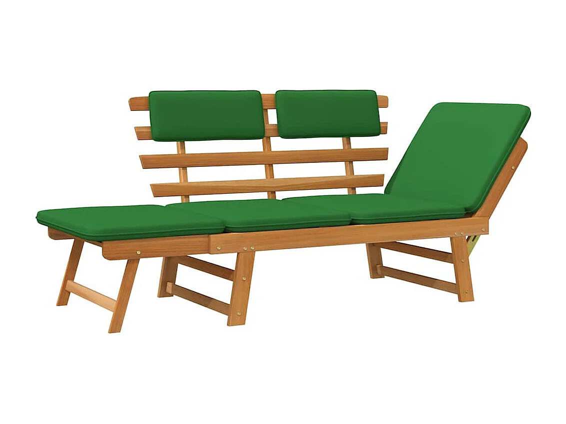 Panca da giardino 2 in 1 con cuscini 190 cm in legno massello di acacia