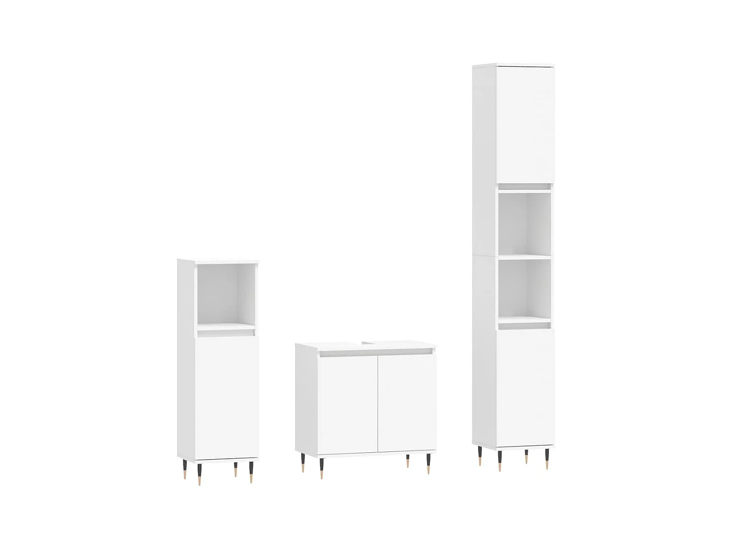 Ensemble d'armoires salle de bain 3 pcs blanc bois d'ingénierie