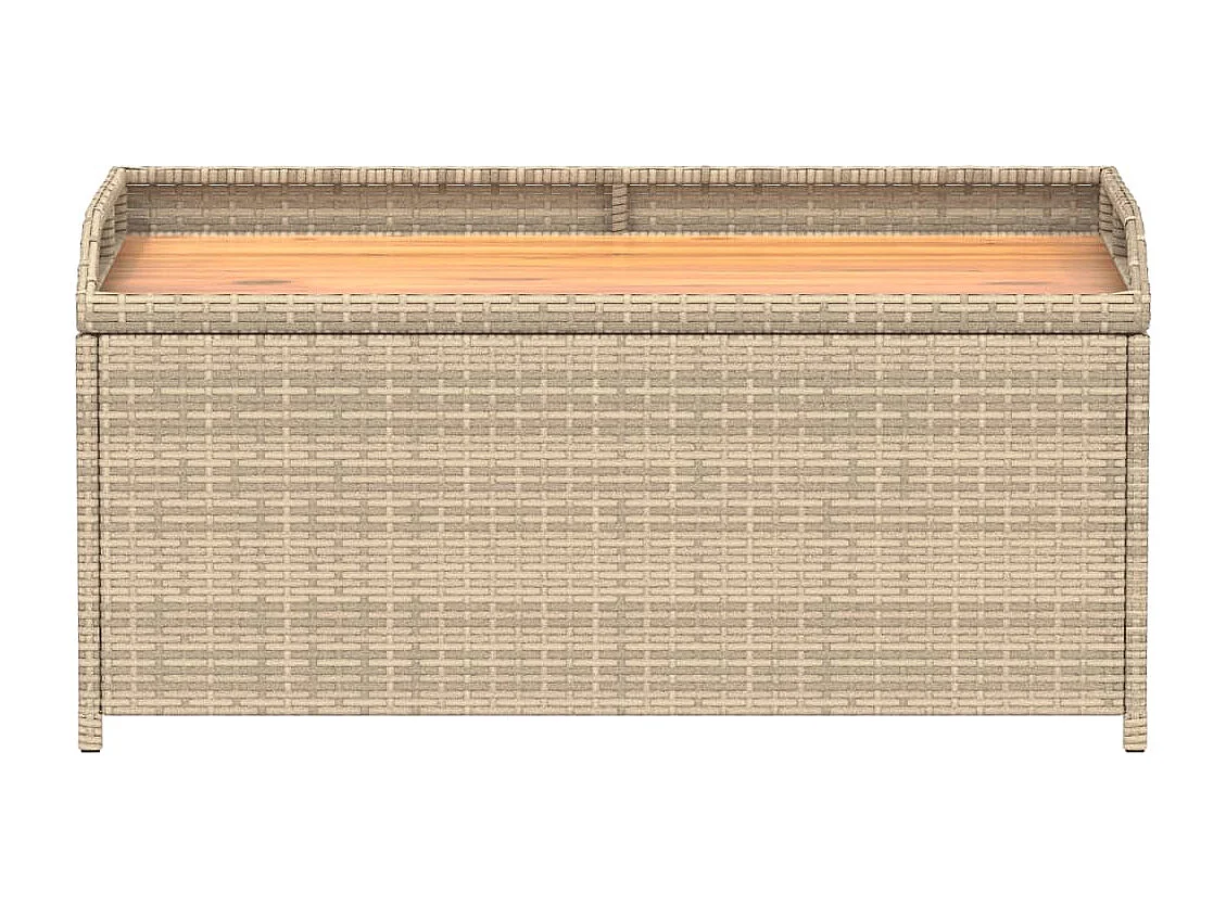 Panca contenitore in mix beige di resina intrecciata e legno di acacia
