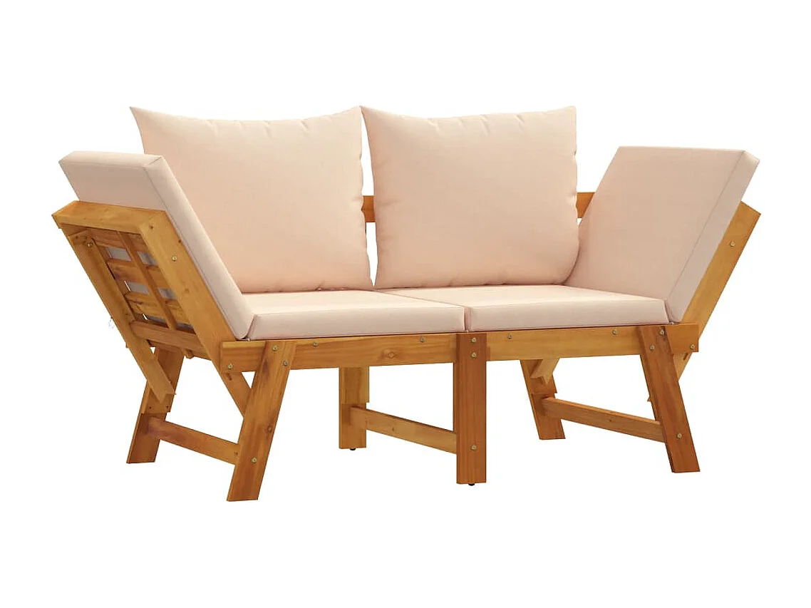 Panca da giardino con cuscini 2 in 1 in legno massello di acacia