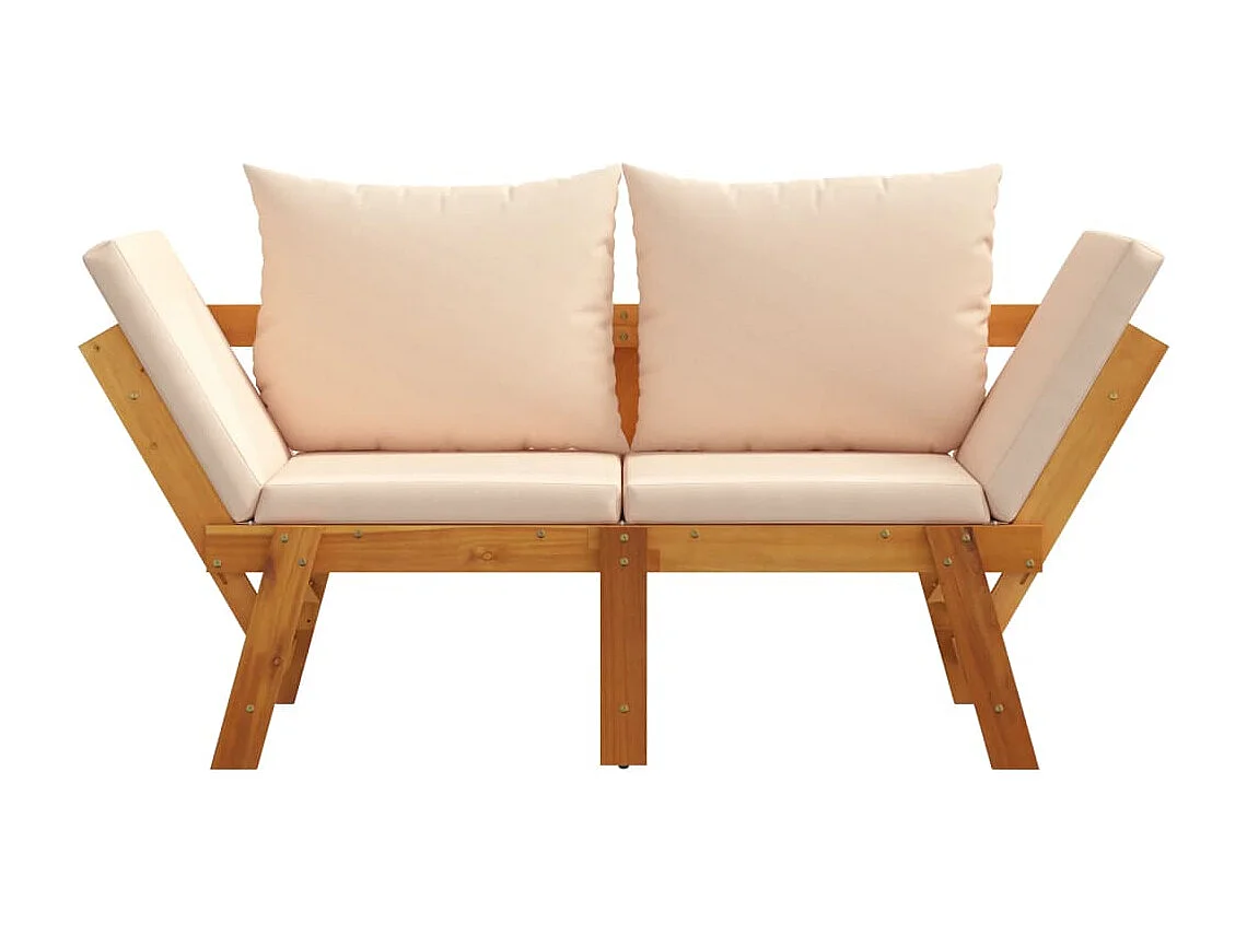 Panca da giardino con cuscini 2 in 1 in legno massello di acacia