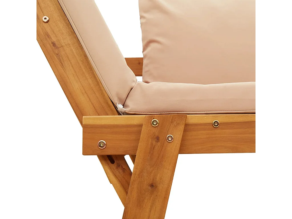 Panca da giardino con cuscini 2 in 1 in legno massello di acacia