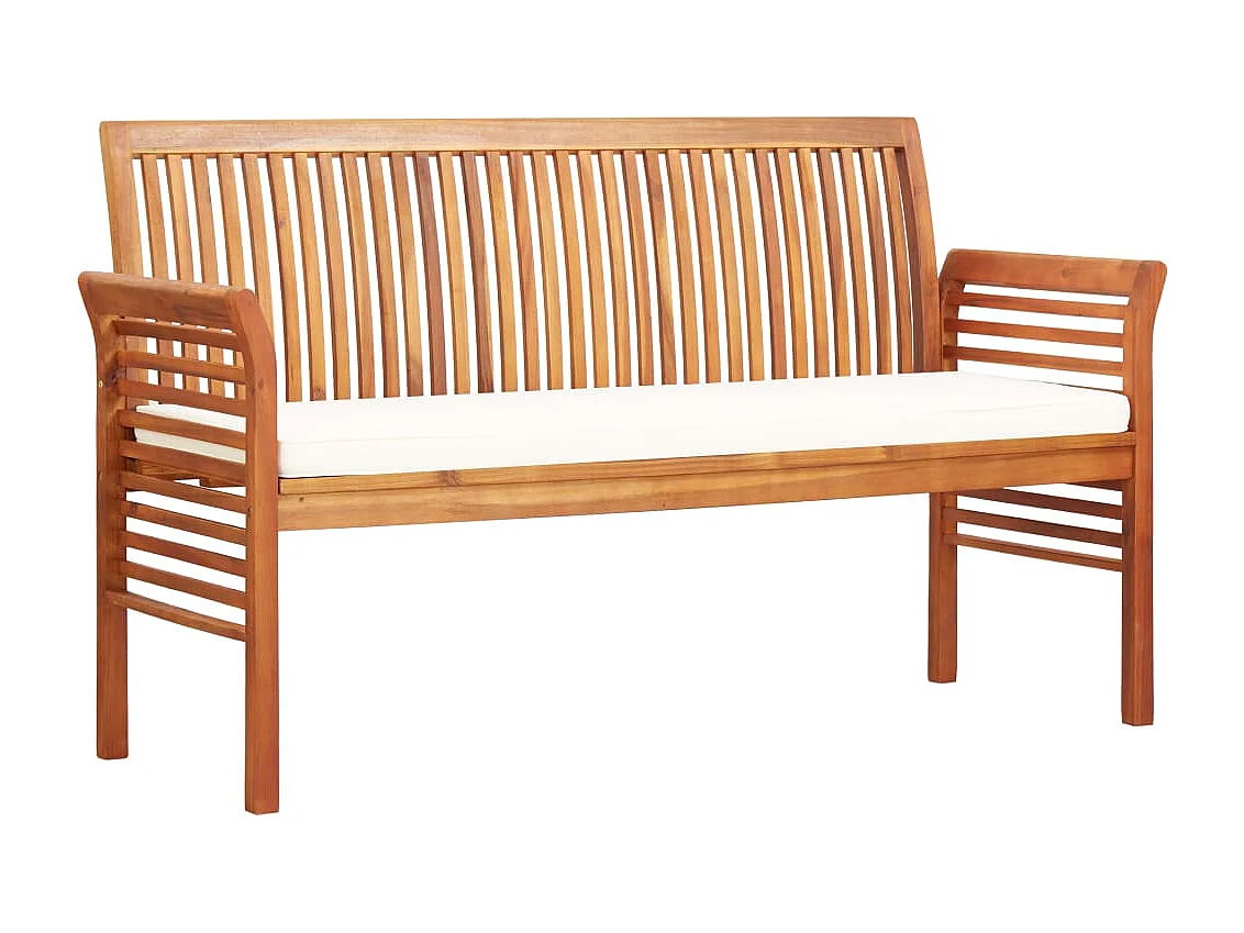 Banco de jardín de 3 plazas con cojín 150cm Madera maciza de acacia