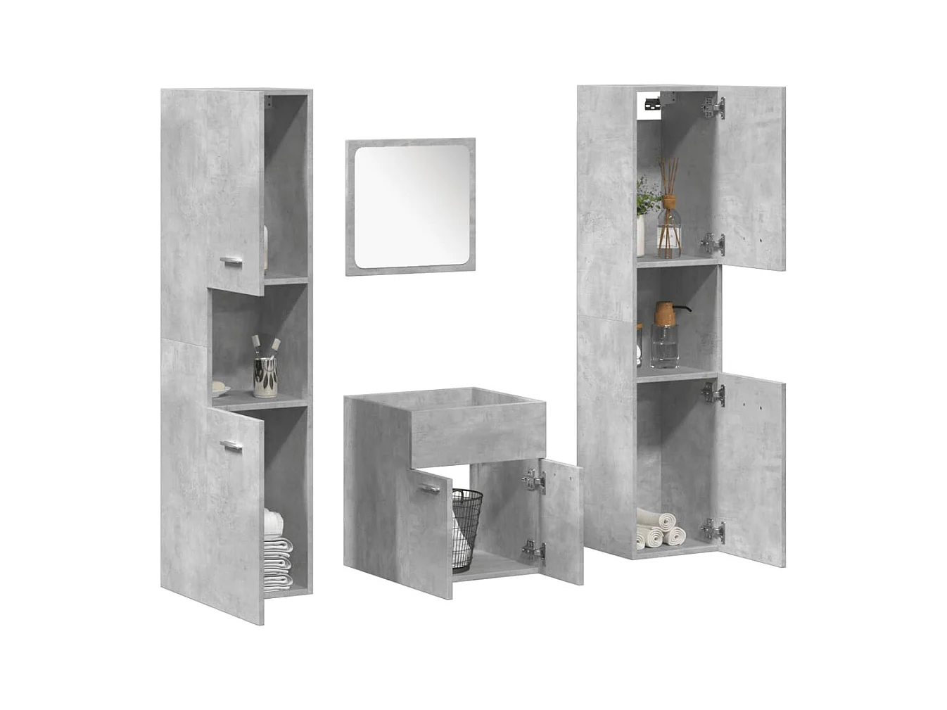 Set di mobili da bagno 4 pezzi grigio cemento