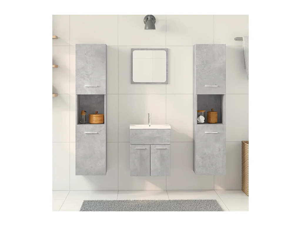 Set di mobili da bagno 4 pezzi grigio cemento