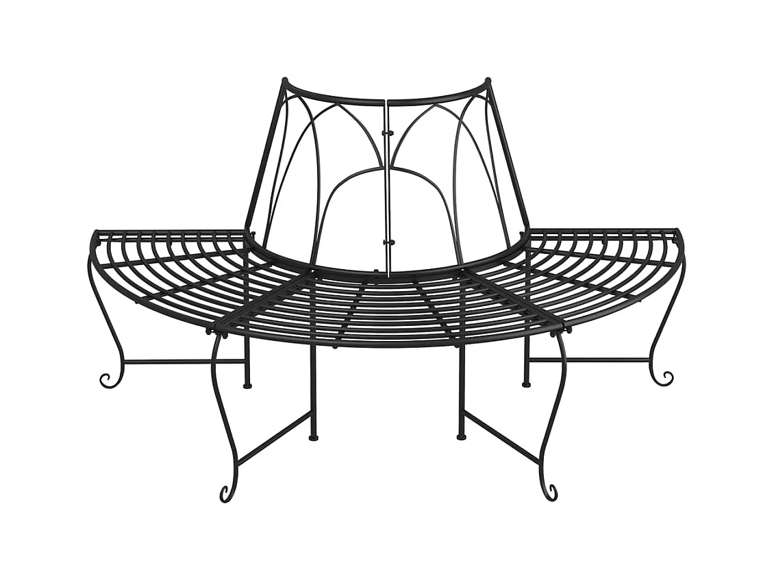 Halfronde boomtopbank Ø159 cm Zwart Staal