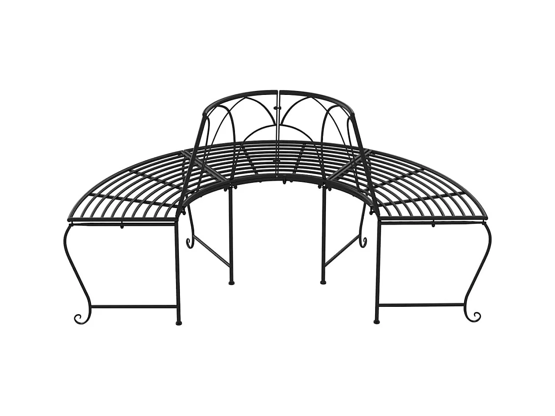 Halfronde boomtopbank Ø159 cm Zwart Staal