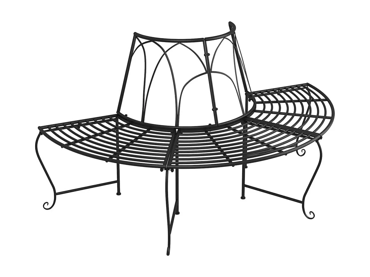 Banco semicircular de copa de árbol Ø159 cm Acero Negro