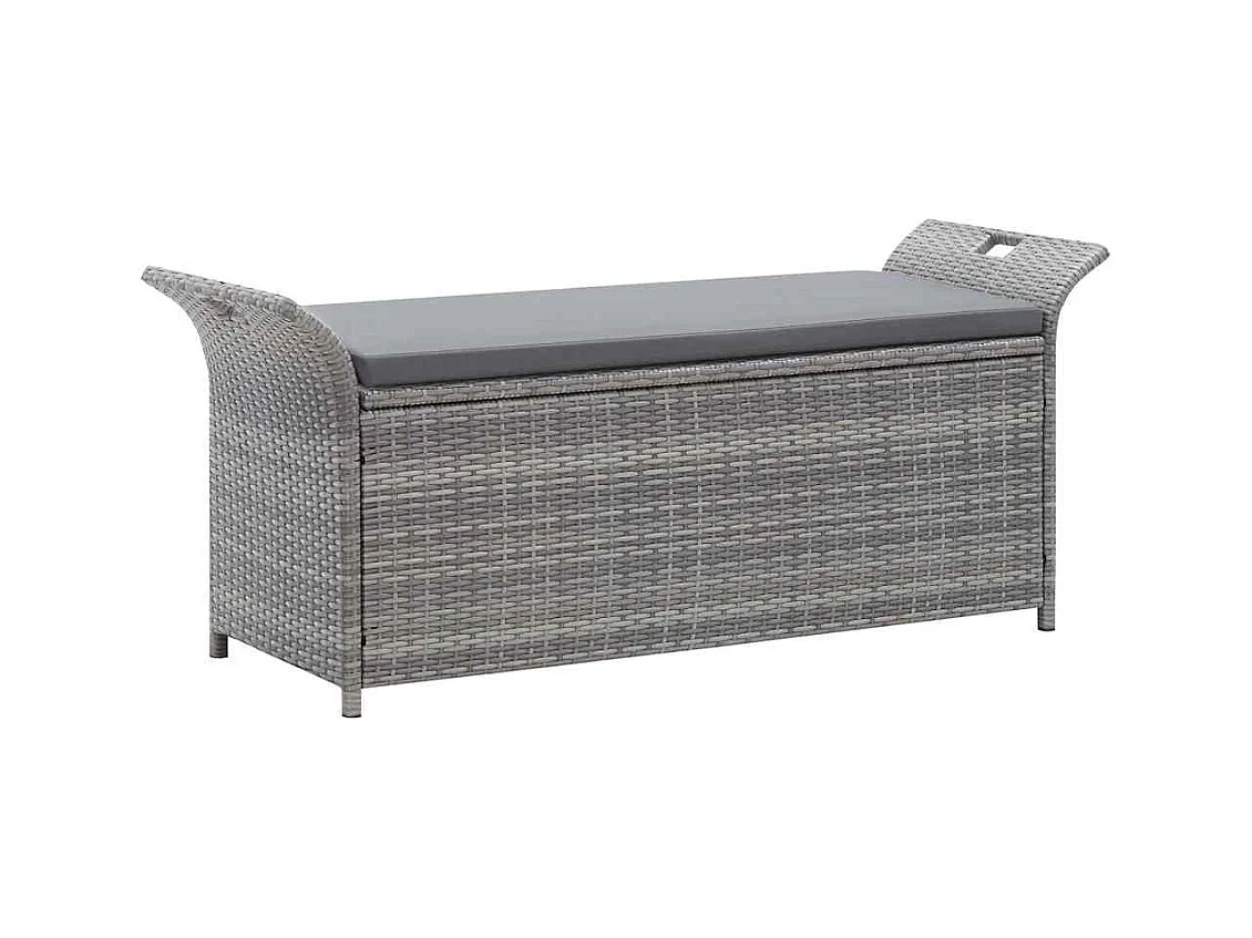 Opbergbank met grijs kussen 138 cm geweven hars