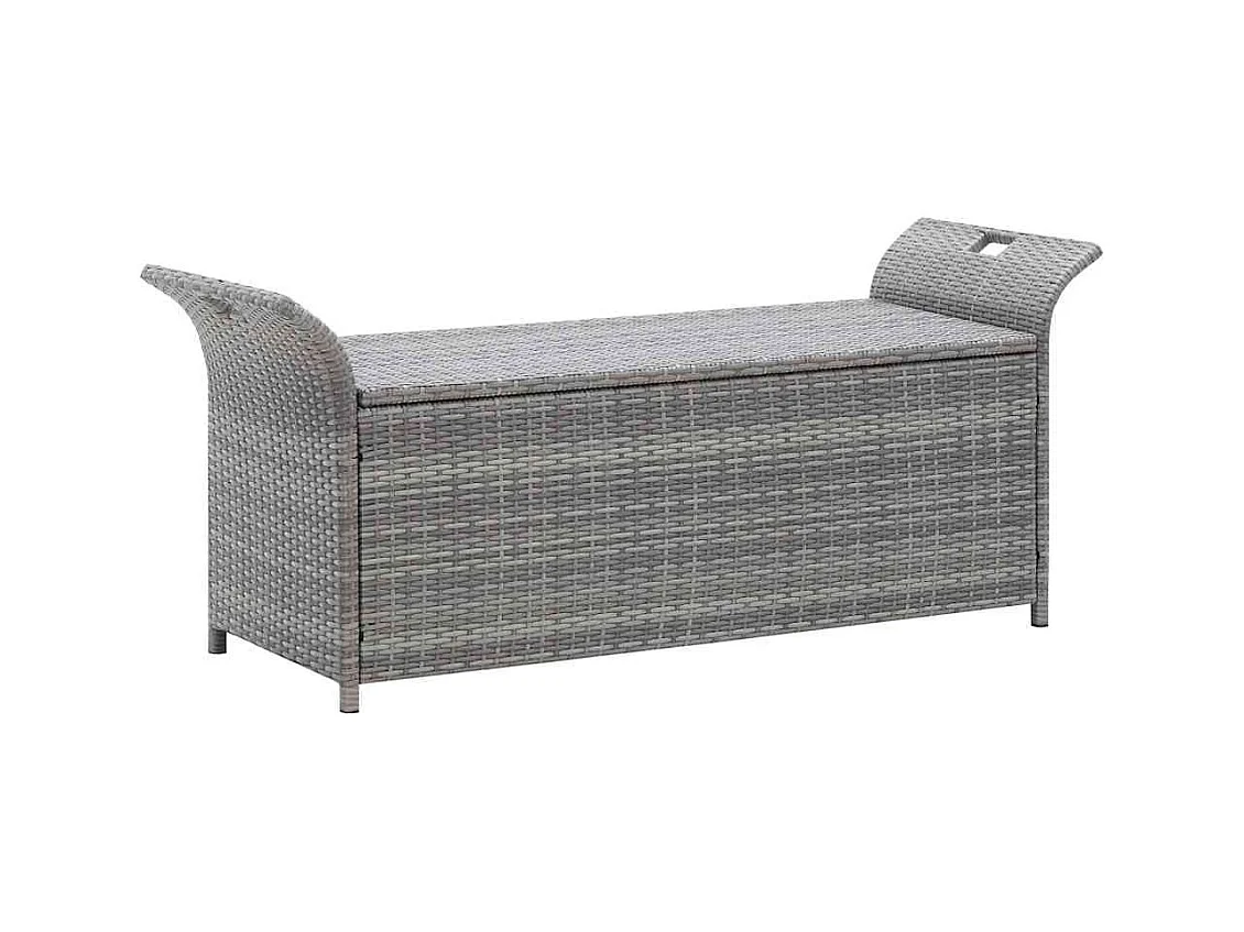 Opbergbank met grijs kussen 138 cm geweven hars