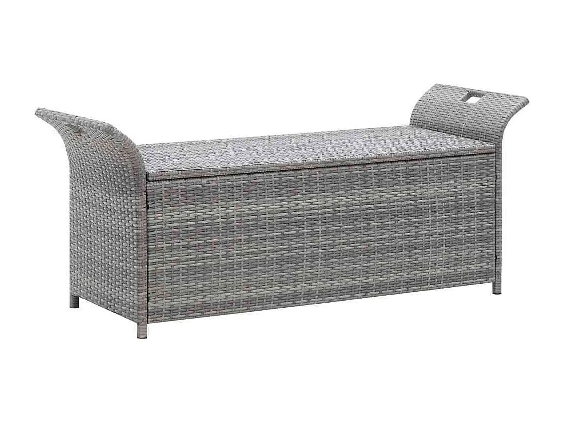 Panca contenitore con cuscino grigio 138 cm in resina intrecciata
