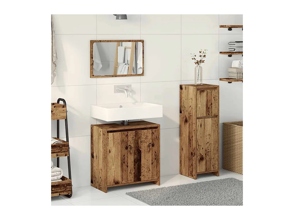 Ensemble de meubles salle de bain 3 pcs bois d'ingénierie