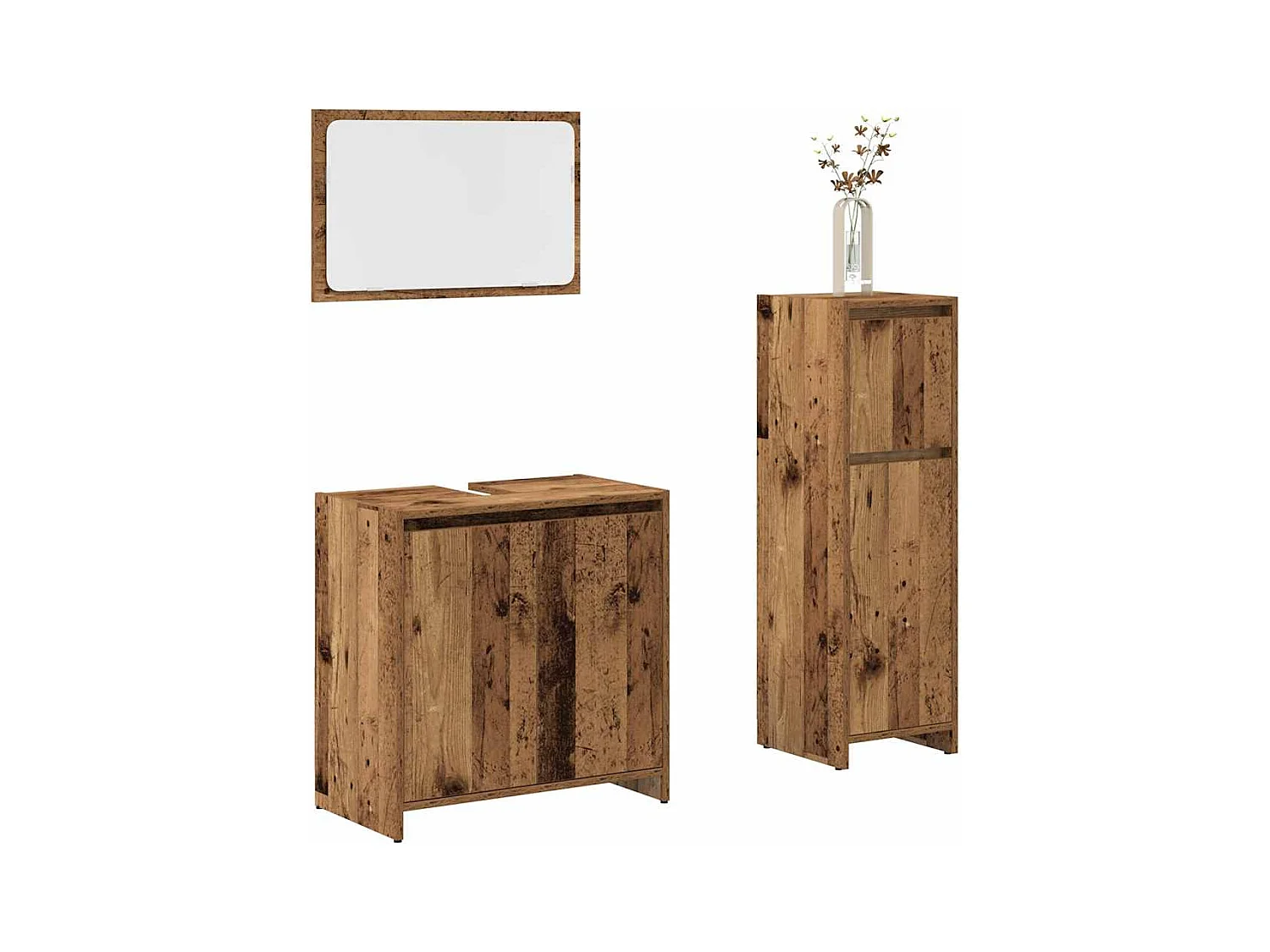 Set di mobili da bagno in legno ingegnerizzato da 3 pezzi