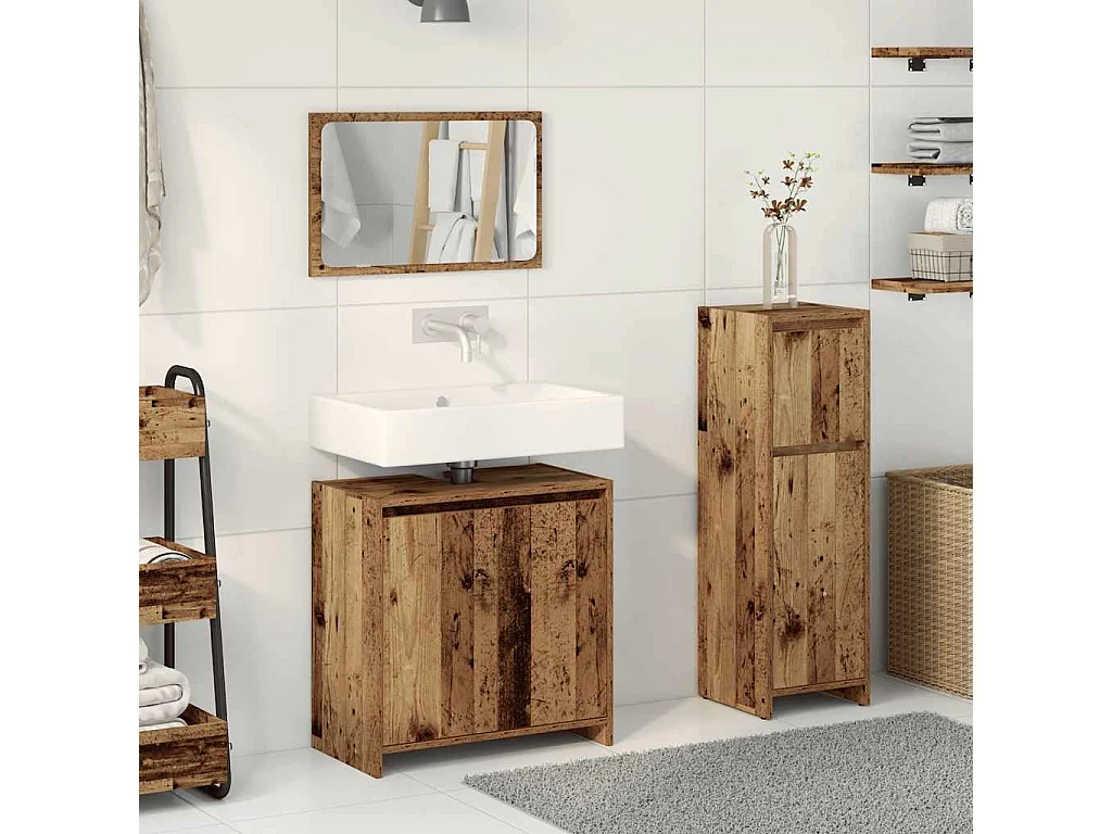 Set di mobili da bagno in legno ingegnerizzato da 3 pezzi