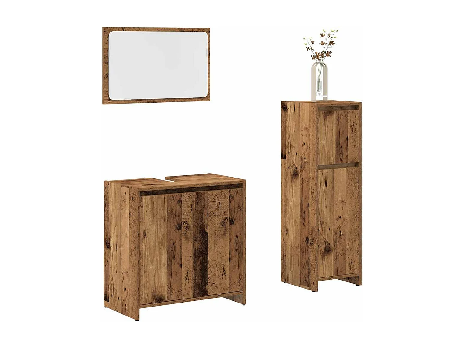 Set di mobili da bagno in legno ingegnerizzato da 3 pezzi