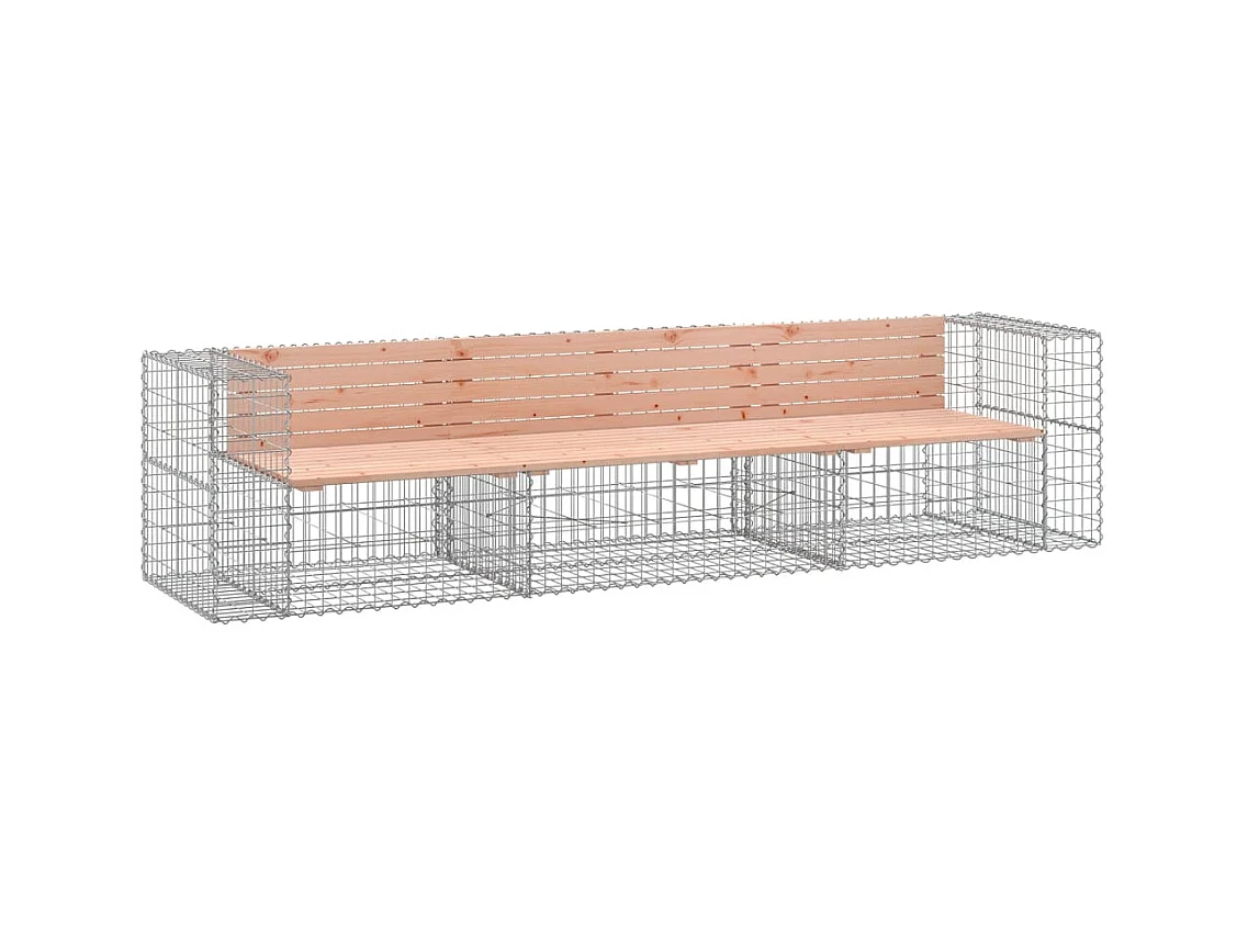 Gabionen Designer Gartenbank 287x71x65,5 cm Massivholz Douglasie
