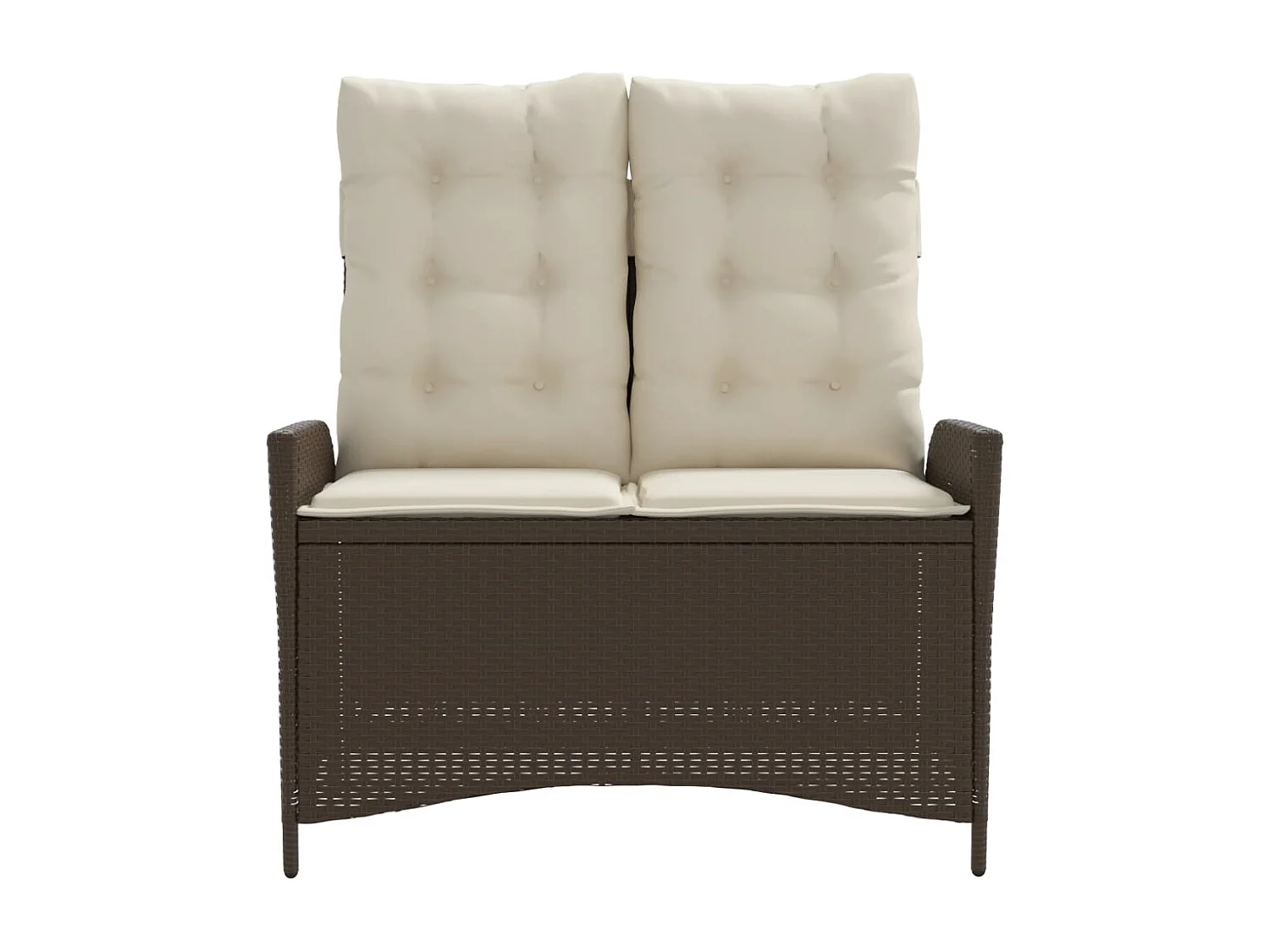 Panca da giardino reclinabile con cuscini in vimini di resina marrone