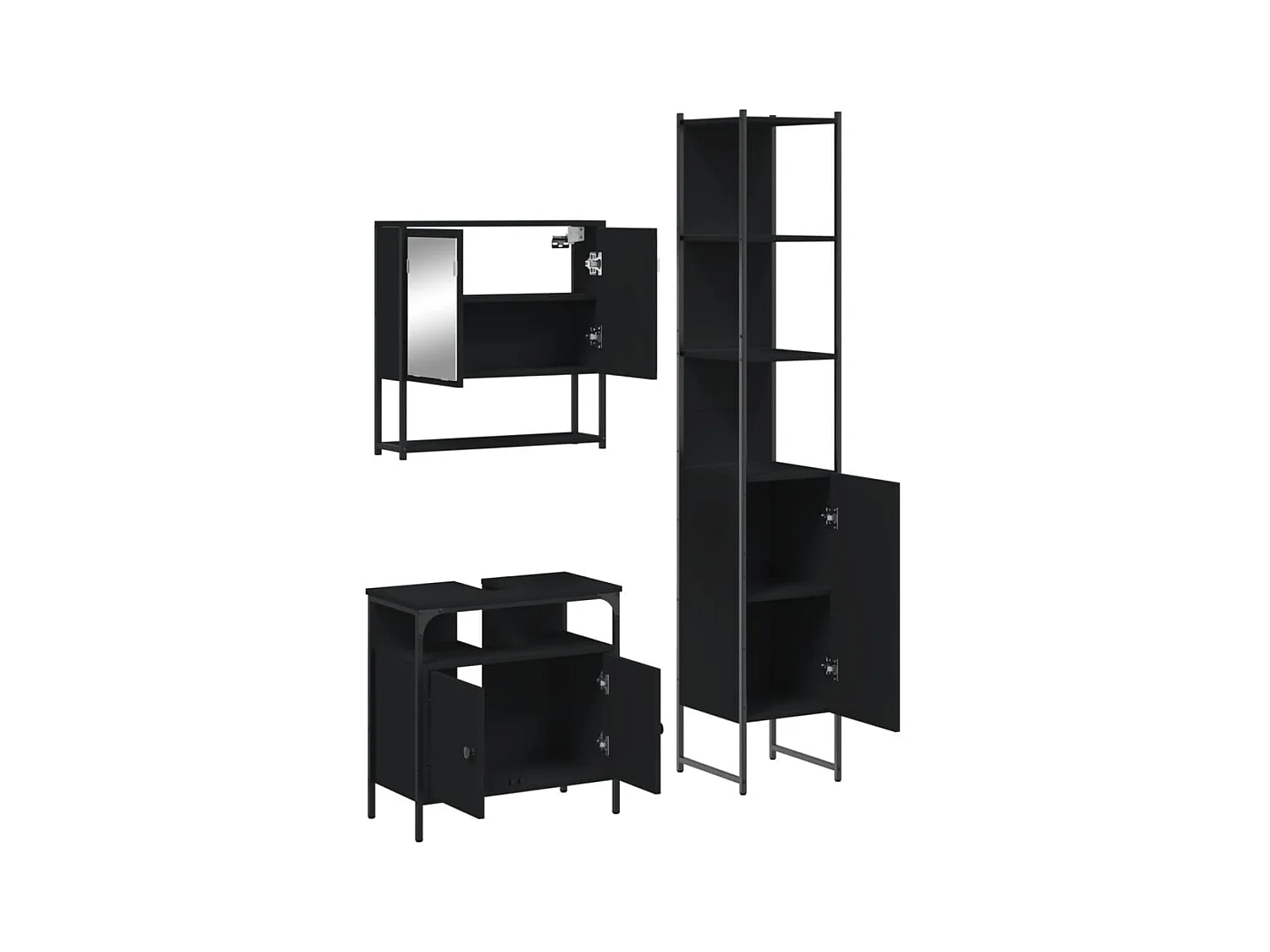Ensemble de meubles salle de bain 3 pcs noir bois d'ingénierie