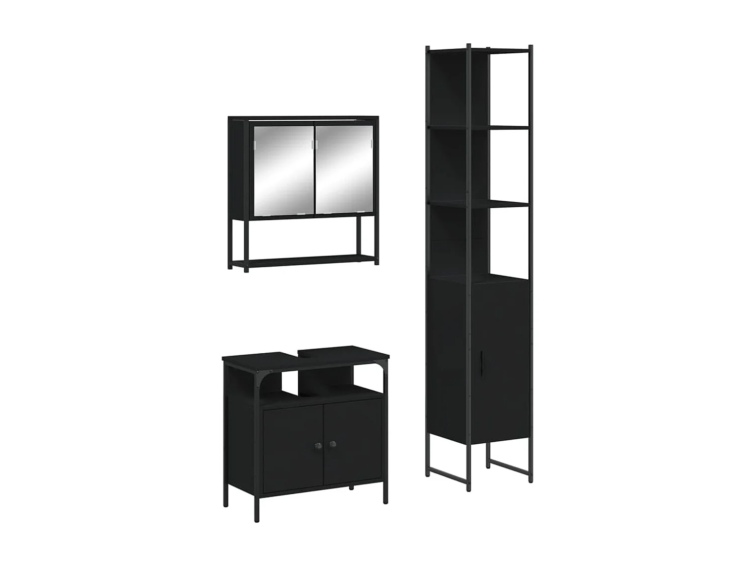 Ensemble de meubles salle de bain 3 pcs noir bois d'ingénierie