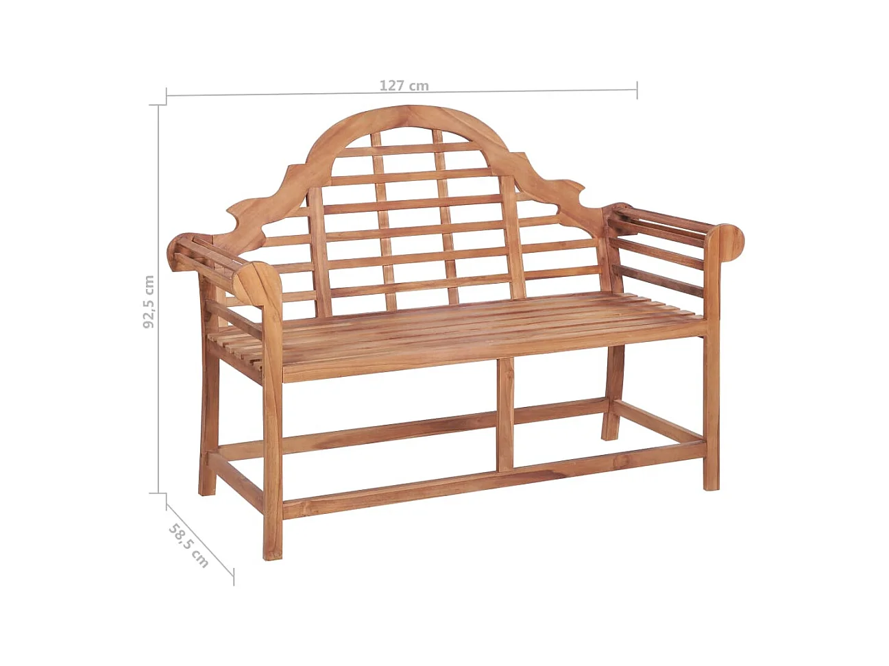 Banco de jardín 127x58,5x92,5 cm Madera maciza de teca