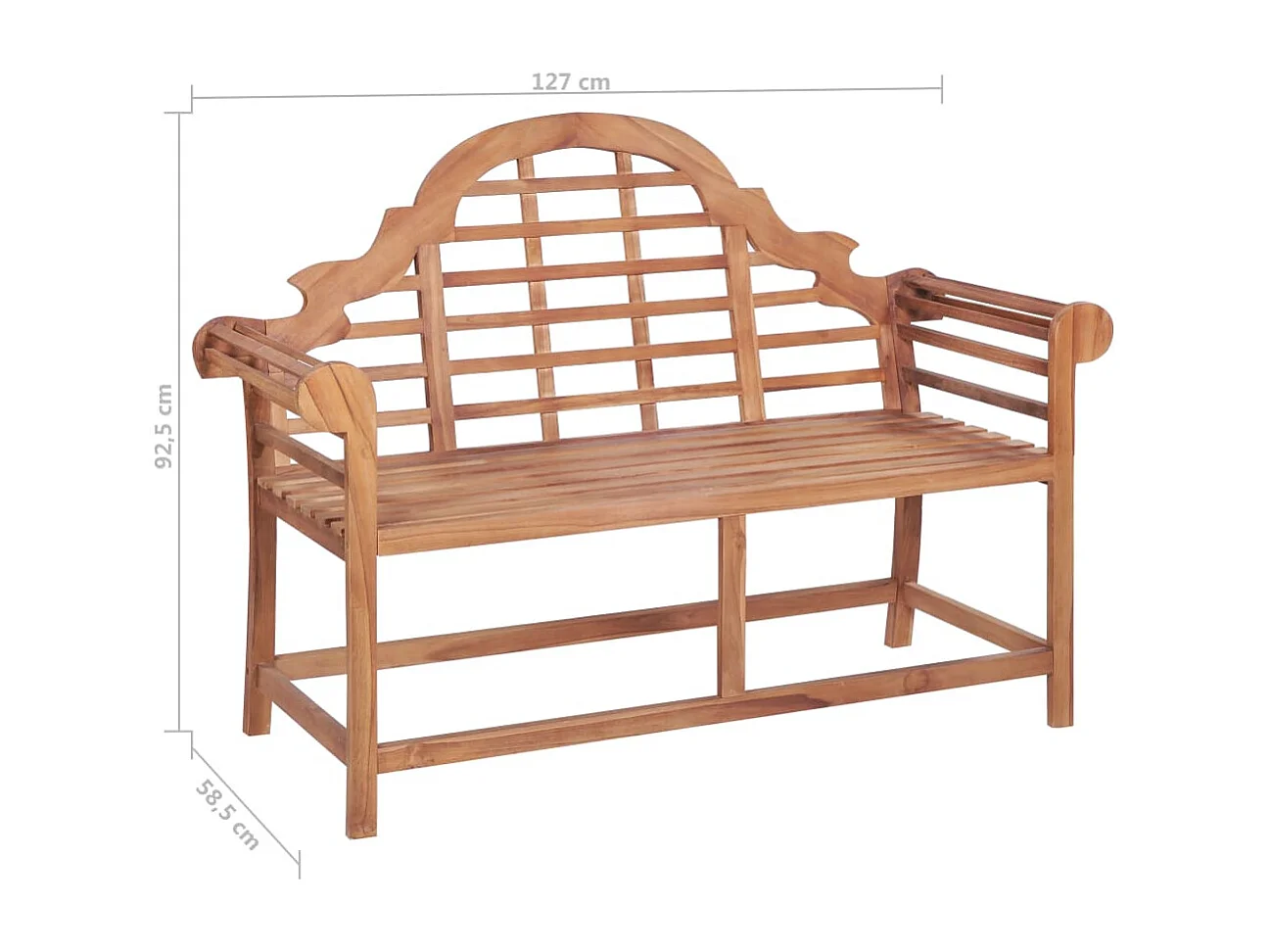 Panca da giardino 127x58,5x92,5 cm Legno massello di teak