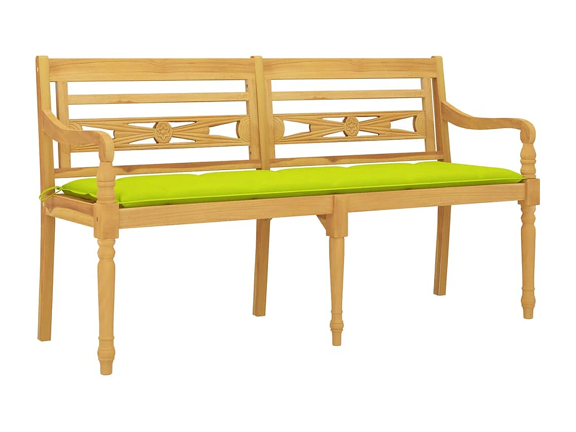 Banco Batavia con cojín verde brillante 150 cm Madera maciza de teca