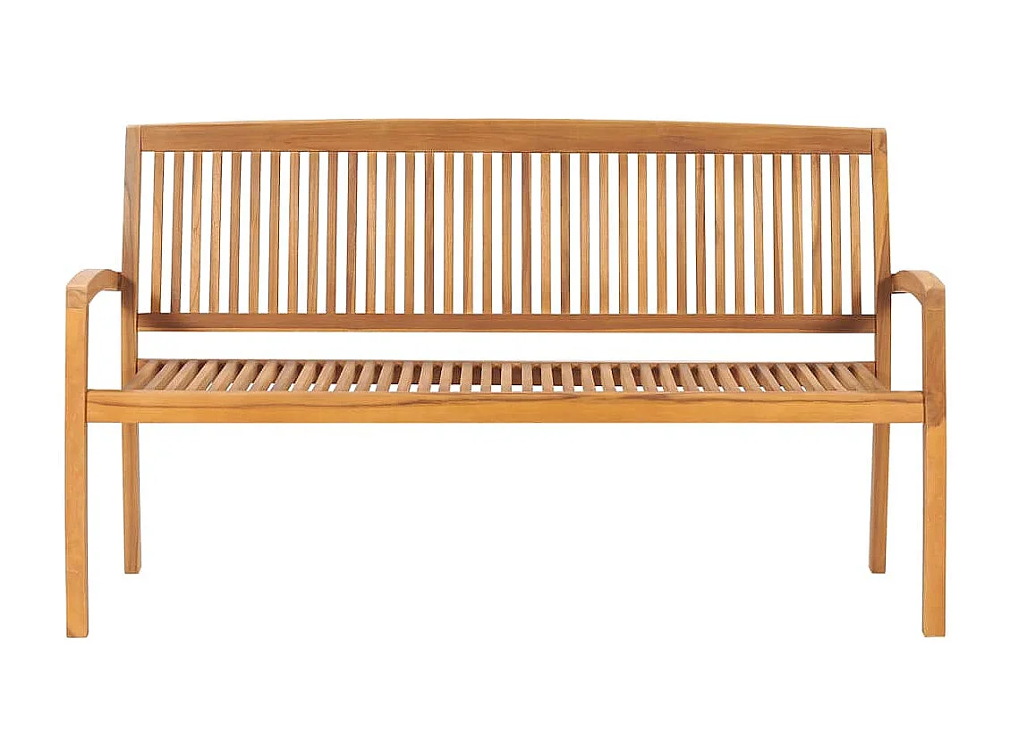 Banc de jardin empilable et coussin 159 cm Bois de teck massif