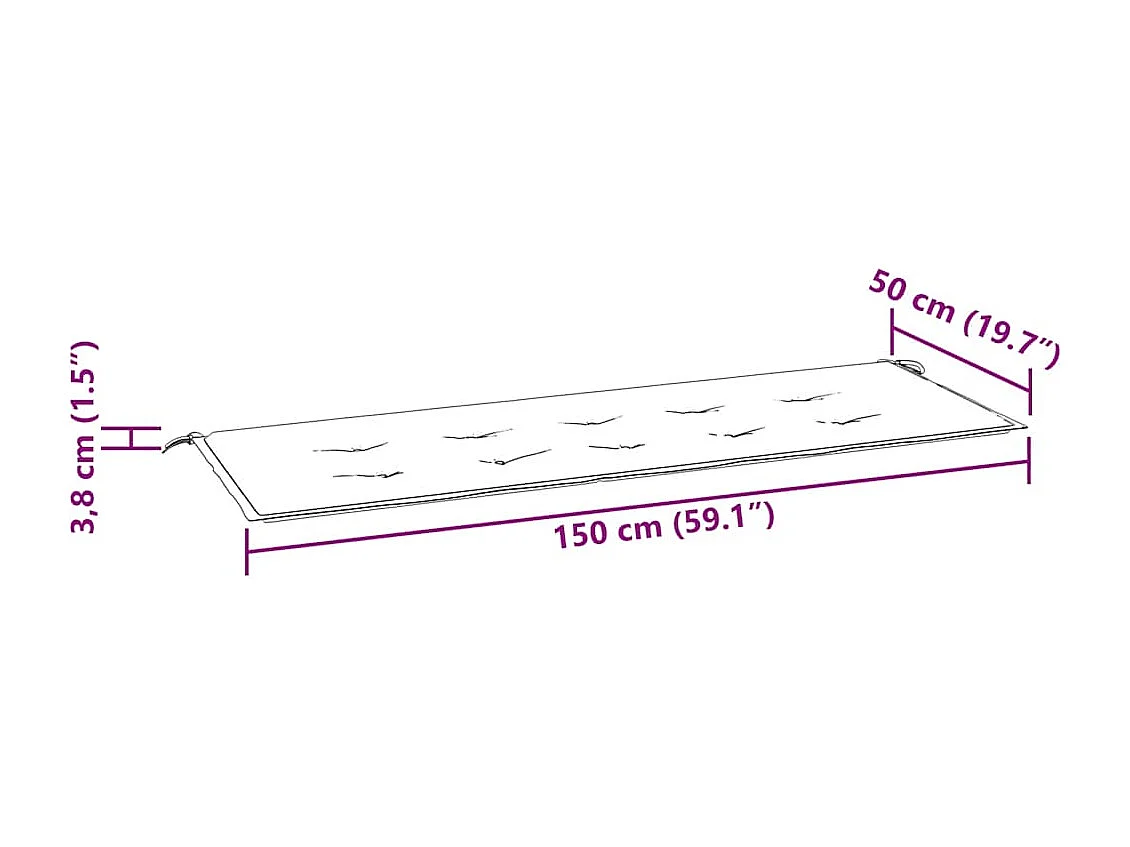 Banc de jardin empilable et coussin 159 cm Bois de teck massif
