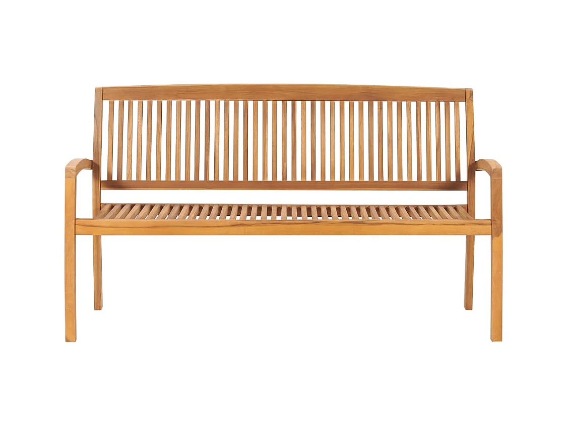 Stapelbare Gartenbank und Kissen 159 cm Massivholz Teak