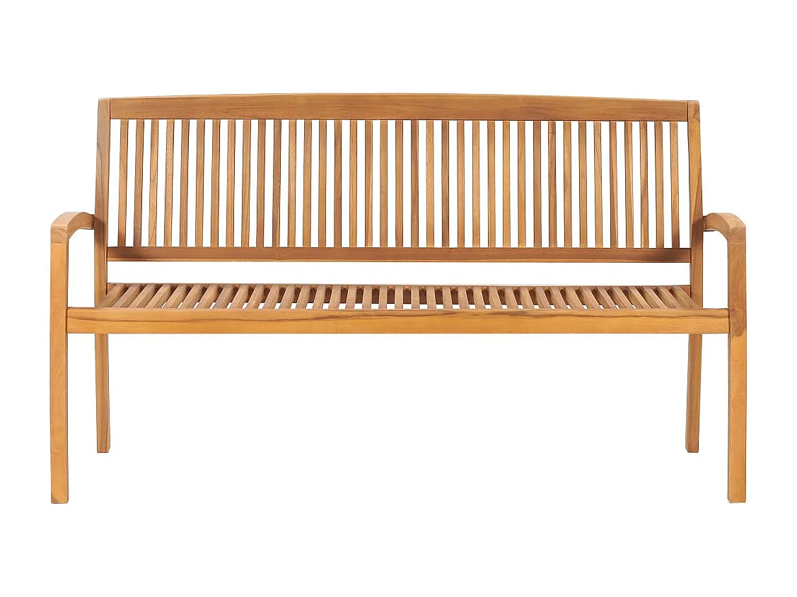 Banc de jardin empilable et coussin 159 cm Bois de teck massif