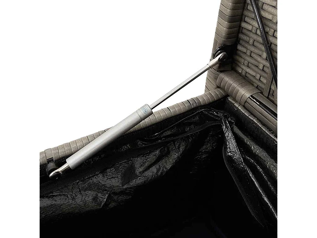 Tuinbank met grijs rieten kussen