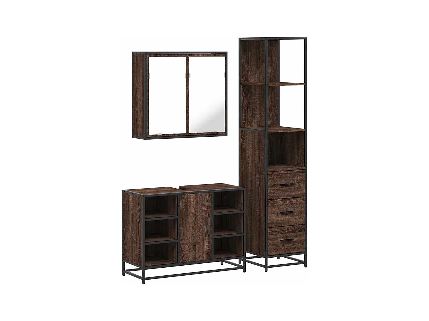 Ensemble de meubles de salle de bain 3 pcs Chêne marron