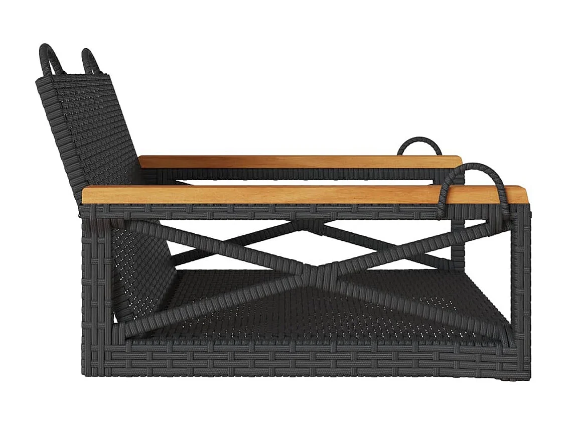 Asiento de columpio negro 63x62x40 cm resina tejida