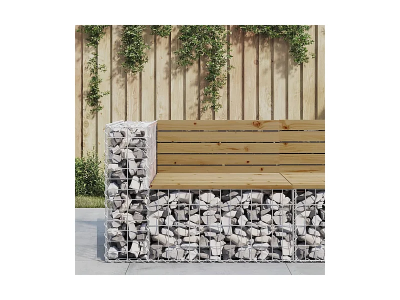 Banc de jardin design gabion 92x71x65,5cm bois de pin imprégné