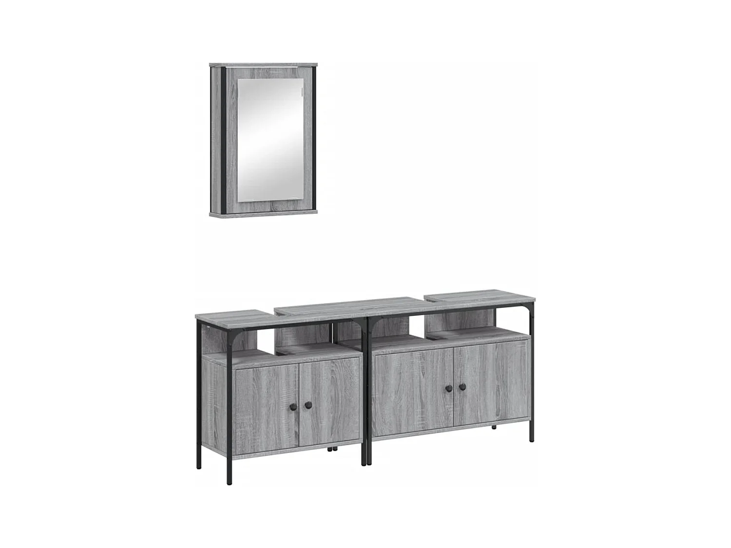 Ensemble de meubles de salle de bain 3 pcs Sonoma gris