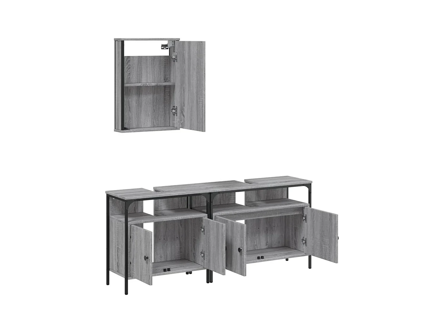 Ensemble de meubles de salle de bain 3 pcs Sonoma gris