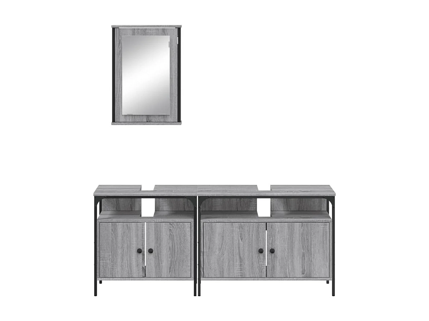 Ensemble de meubles de salle de bain 3 pcs Sonoma gris