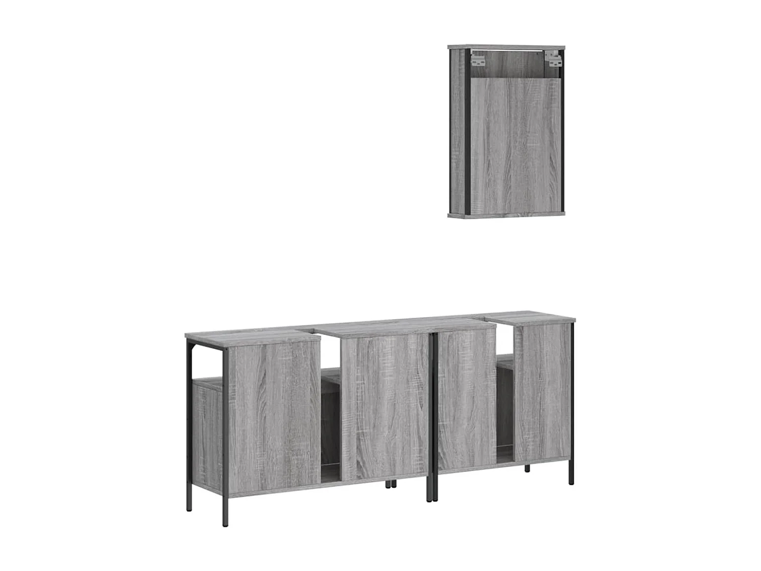 Ensemble de meubles de salle de bain 3 pcs Sonoma gris