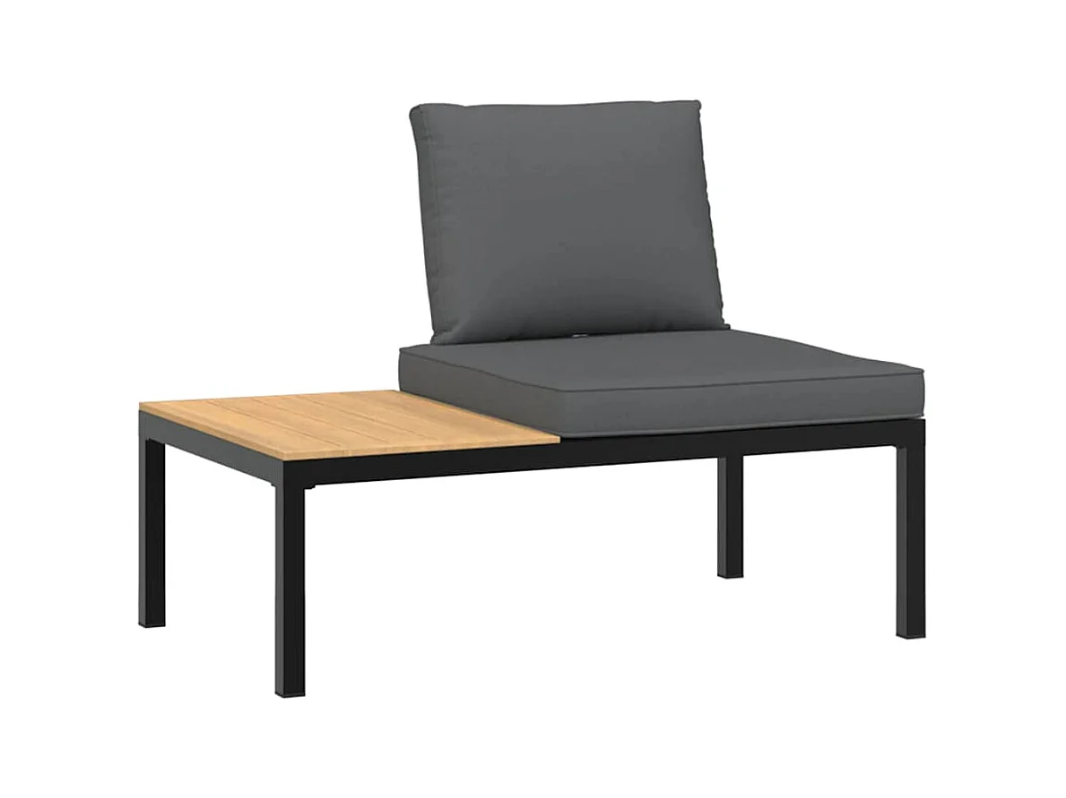 Tuinbank met zwarte aluminium kussens